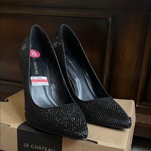 Le Chateau Sparkling Black Women's Pointed Stiletto Heels